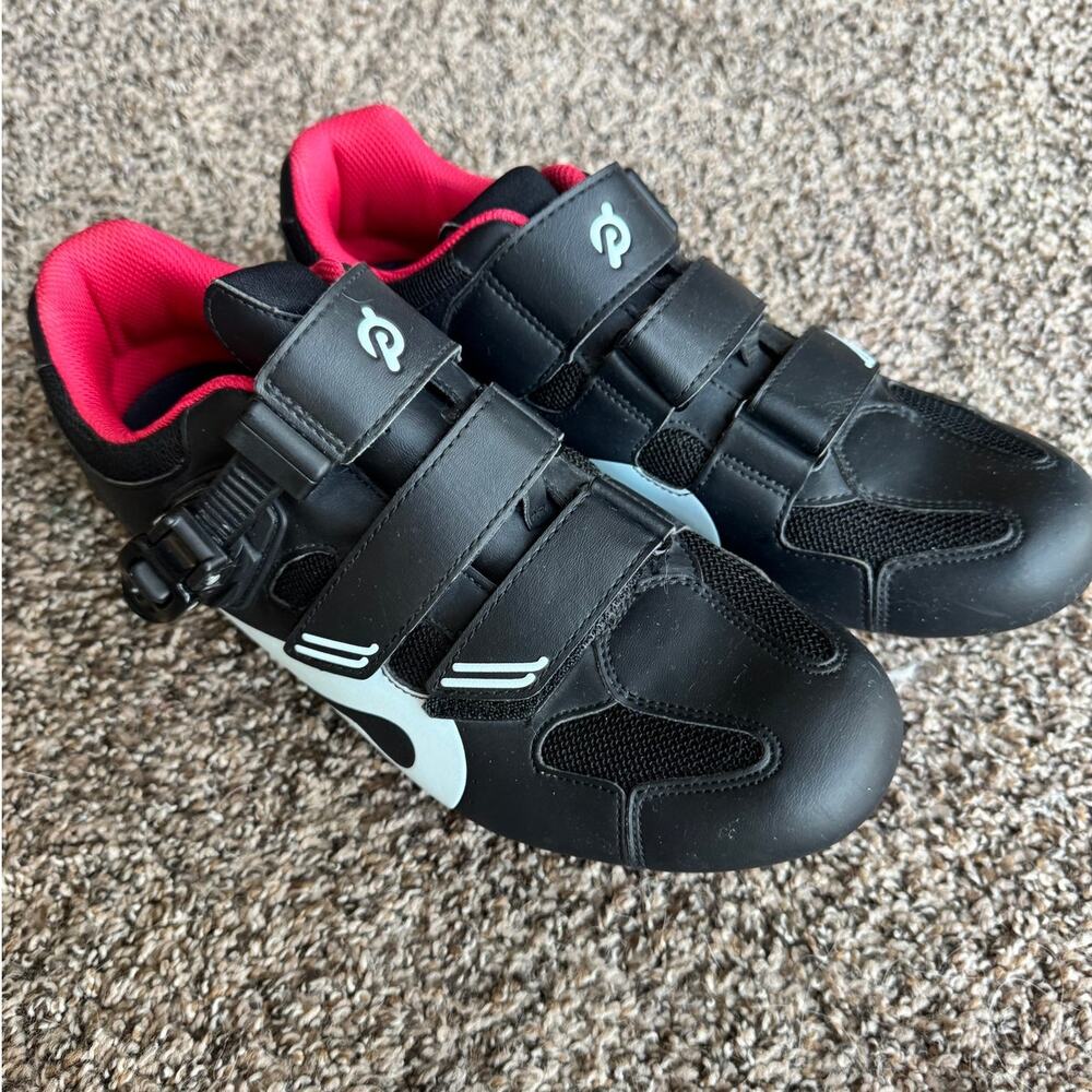 Peloton Cycling Shoes Size 44 Black Pink Hook Loop Indoor Bike Road Cycling
